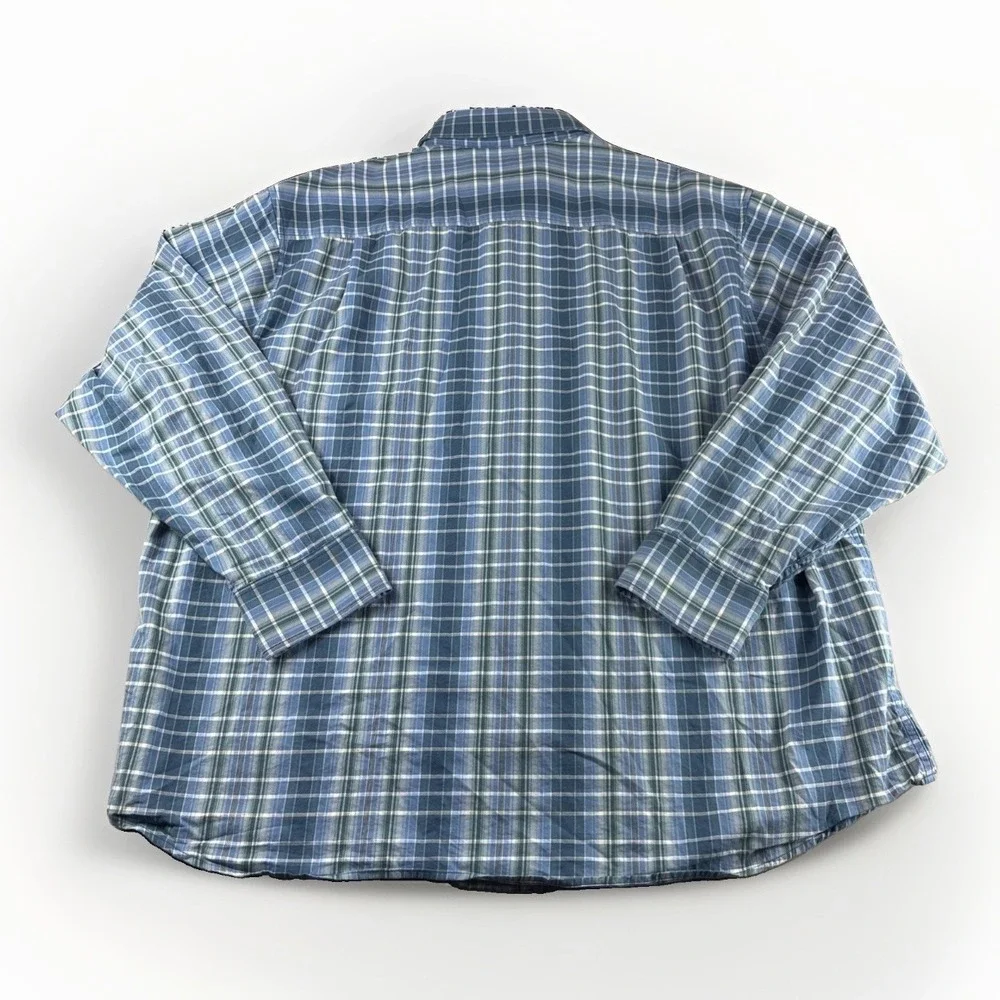 Tommy Bahama Silk Blend Shirt Mens 2XLB Blue Plaid Long Sleeve Button Up Preppy